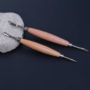 2pcs Wooden Handle Stainless Steel Pottery Shapers Carvers Clay Tools