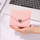 Pure Color Trifold PU Leather Coin Purse Women Simple Card Holder Short Wallet