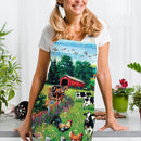Pasture Linen Kitchen Apron Household Waterproof Cooking Pinafore (68X55CM)