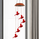 Solar Power Color Changing Wind Chime Lamps Garden Red Bird Pendant Light