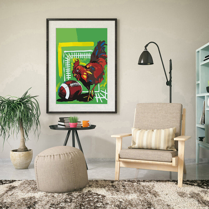 Painting By Numbers Kit Frameless DIY Rugby Rooster Hand Painted Canvas Artwork