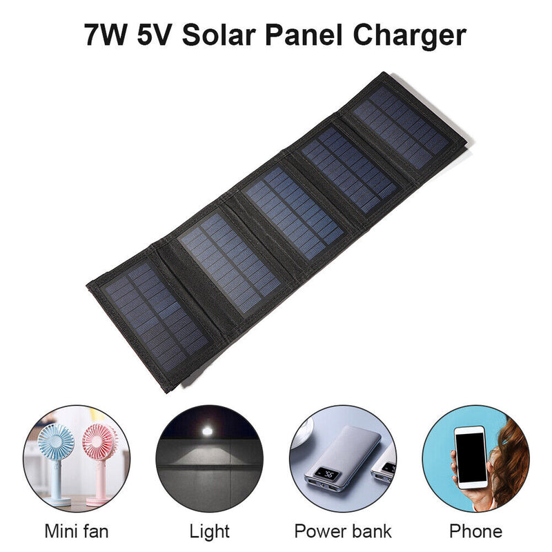 Foldable Charging Power Bank 7W USB Solar Panel Charger Pack for Hiking Cam