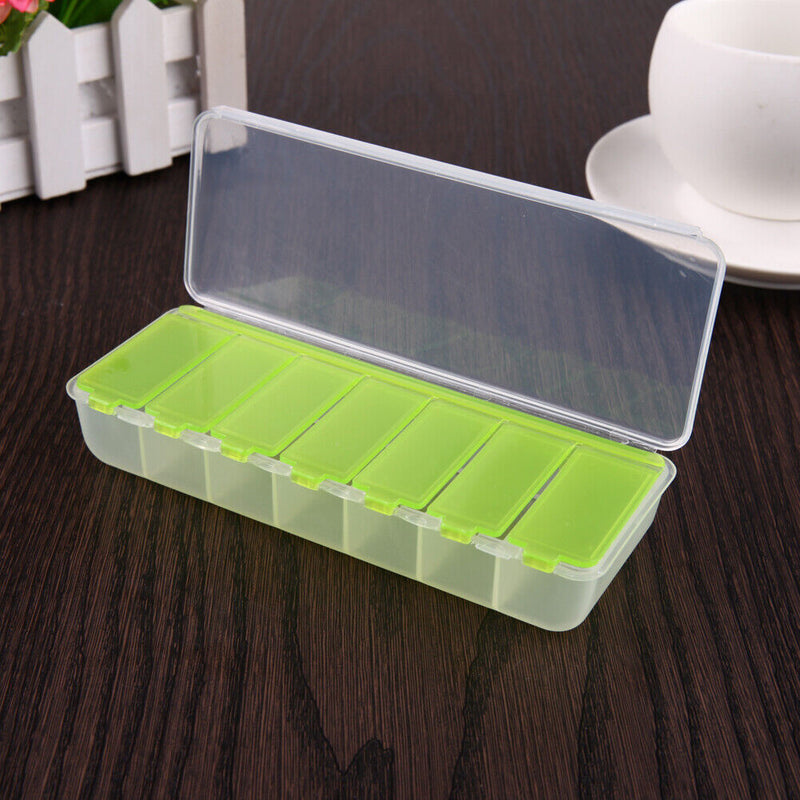 Large Travel Pill Cases Portable 7-Day Medicine Box Tablet Container(Green)
