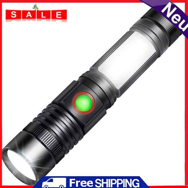 Handheld Flashlight Electric Torch for Hiking Fishing Rechargeable USB Portable