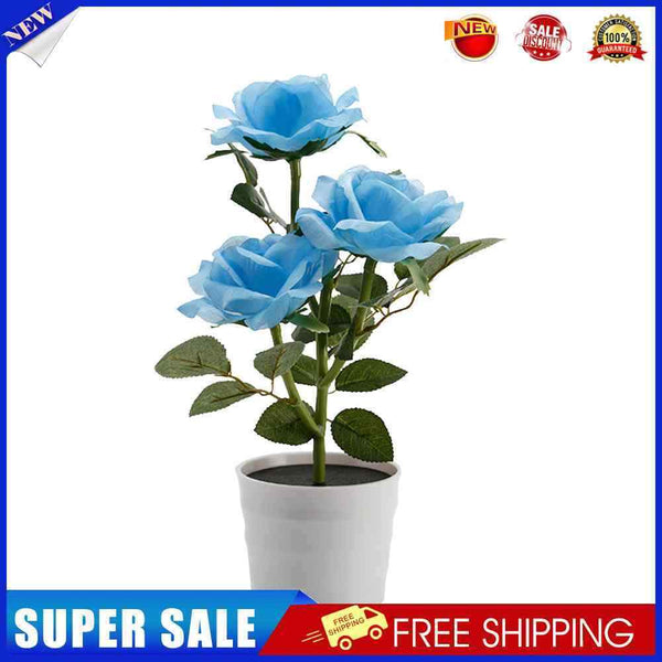 #A 3LED Rose Flower Solar Light Potted Plant Landscape Lamp Home Office Decorati