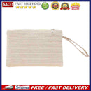 Women Bohemian Style Beach Summer Woven Clutch Wristlet Bag Solid Color Purse