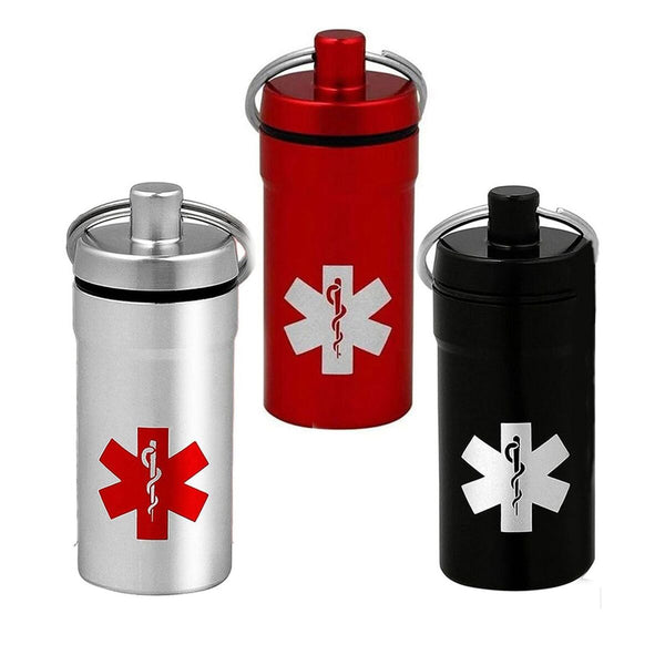 EDC Sealed Medicine Keyring Keychain Pill Box Bottle Holder Container