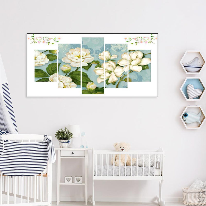 5pcs 5D DIY Full Drill Diamond Painting Lotus Cross Stitch Kits Home Wall Dec