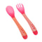 Baby Feeding Safety Soft Spoon Fork Set Temperature Sensing Flatware(Pink)