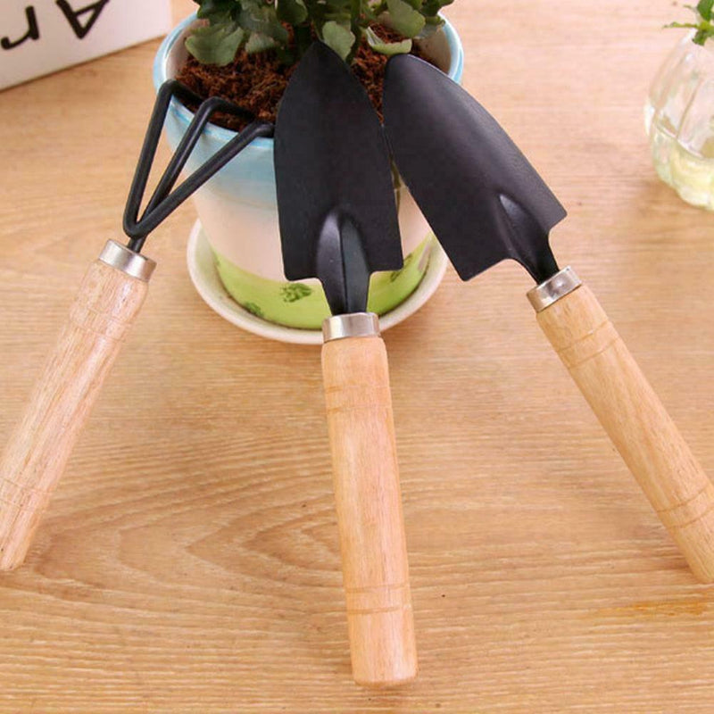 Wooden Handle Mini Shovel Household Three-piece Set S2W5
