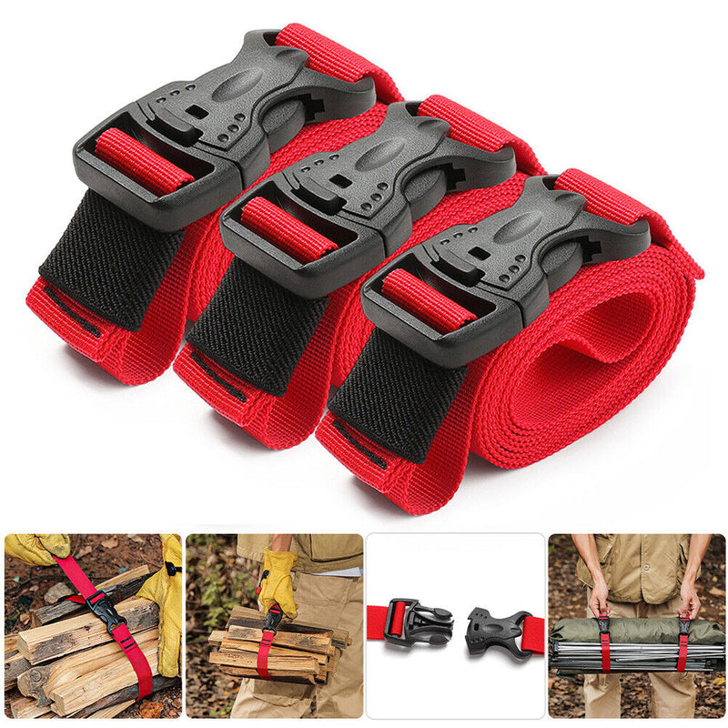 3pcs Durable Nylon Cargo Strap Tie Down Luggage Fastener Belt with Buckle Newly