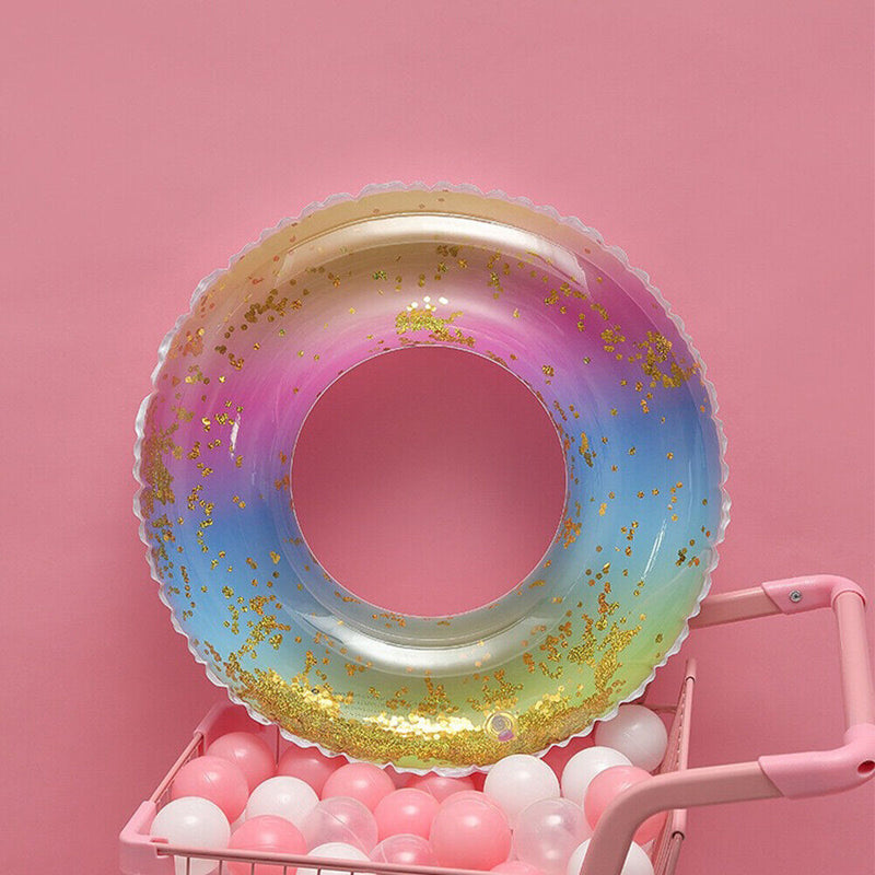 Inflatable Swimming Sequins Rings Float Water Pool Party Swim Circle (70) Newly