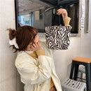 Daily Corduroy Bento Handbag Women Animal Lunch Storage Bag (Zebra Pattern)