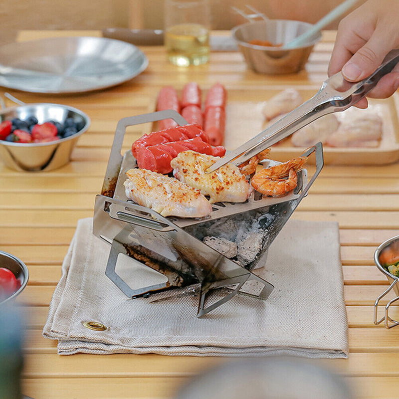 Outdoor BBQ Grill Stove Portable Triangle Stainless Steel Camping Picnic Stoves