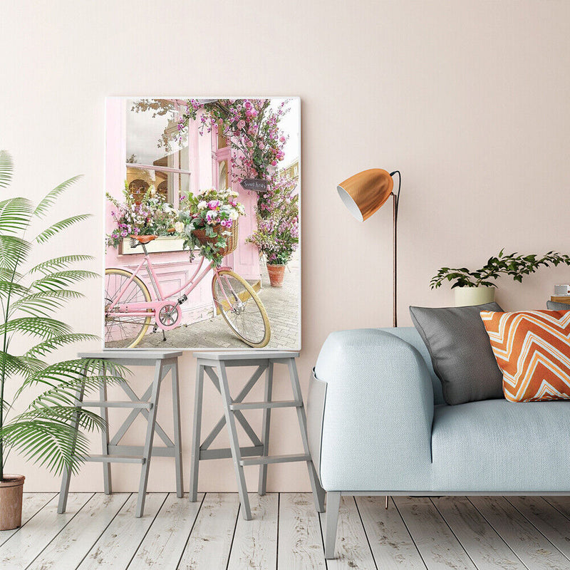 40x50cm Frameless Oil Paint By Numbers Pink Bicycle Paint Canvas Picture Crafts