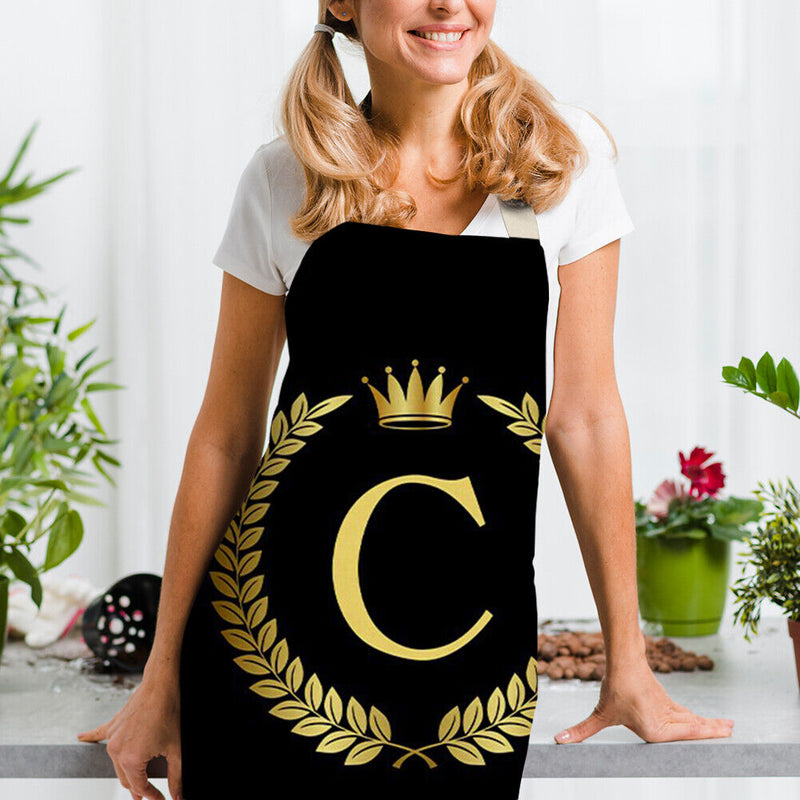 Crown C Linen Apron Waterproof Kitchen Cooking Bibs Sleeveless (82X68CM)