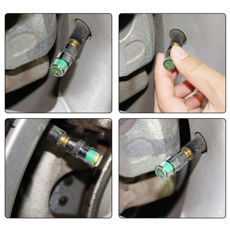 4pcs 36psi Car Tire Pressure Detection Cap Monitoring External Valve Caps