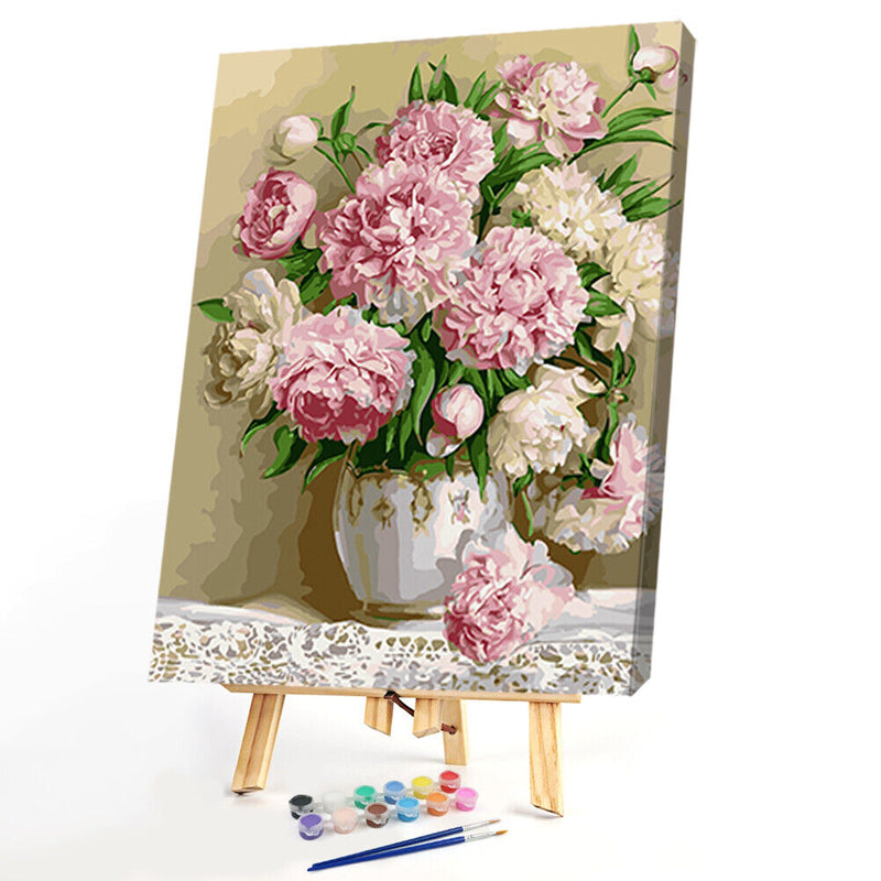 Peony Flower 30x40cm DIY Paint By Numbers Oil Painting Kits Canvas
