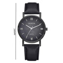PU Leather Strap Quartz Watches Men Round Dial Round Analog Wristwatch (C)
