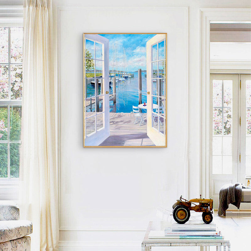 Paint By Numbers for Kid Beginner Outside Door Seascape Home Decor Painting Kit