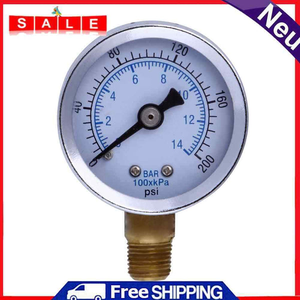 Metal 1/8" NPT Metal Air Pressure Meter Hydraulic Pressure Gauge 200 PSI Side