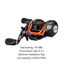#A 6.3/1 Gear Ratio 10+1BB Low Profile Baitcasting Fishing Reel Raft Fishing Tac
