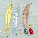 Leaf shape Page markers Students Stationery Metal Feather Bookmark Book darts