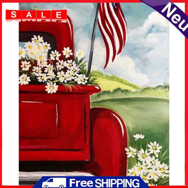 Flower Car Oil Paint by Numbers Hand Painted Frameless Picture Home DIY Ornament