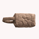 Women Quilted Flower Pattern Clutch Bag Mini Wallet Zipper Bag (Brown)