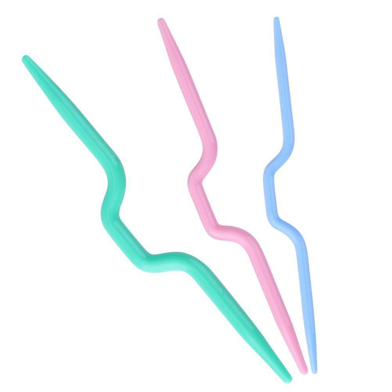 3pcs Plastic Twist Curved Needles Scarf Sweater Knitting DIY Weaving Tool