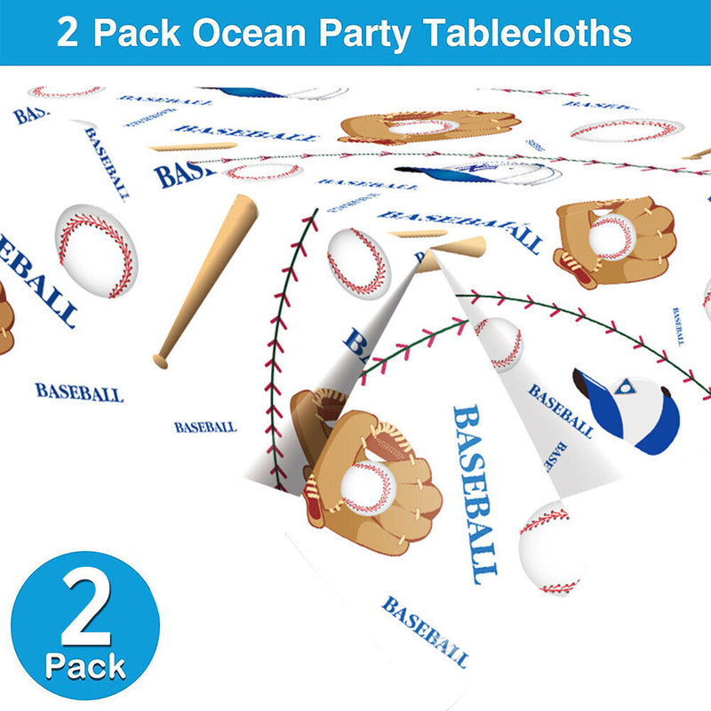 2pcs Baseball Tablecloth Prints Dining Desk Table Cover Beach Pool Party De