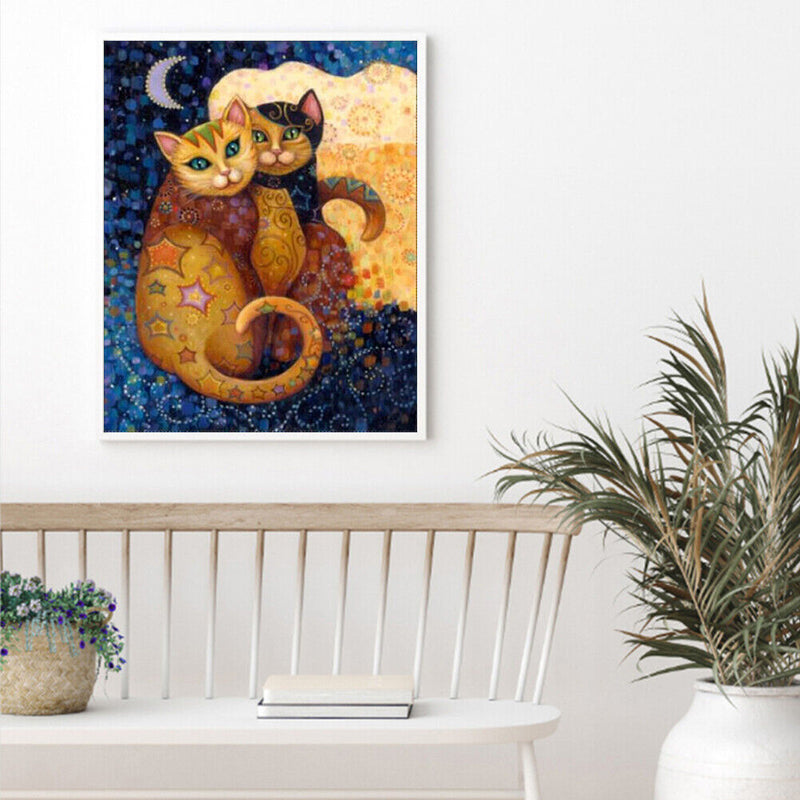 Couple Cats Oil Paint By Numbers Kits Canvas Picture Gift for Adults Children