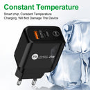 25W PD QC3.0 Mobile Phone Wall Charging USB Type C Fast Charger (Black EU) Newly