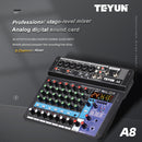 Mixer Sound Mixing Console USB Soundcard DJ Audio 48V Power (8 Channel EU)