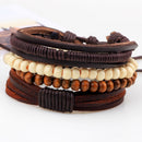 Unisex European Fashion Beads Wooden Bead Knit DIY Alloy Bracelet (2)