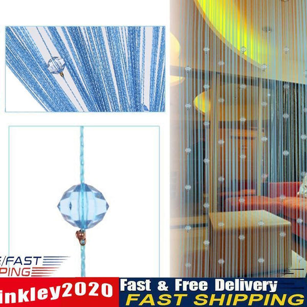Decorative String Curtain Beads Wall Panel Fringe Room Door Window Blue Newly