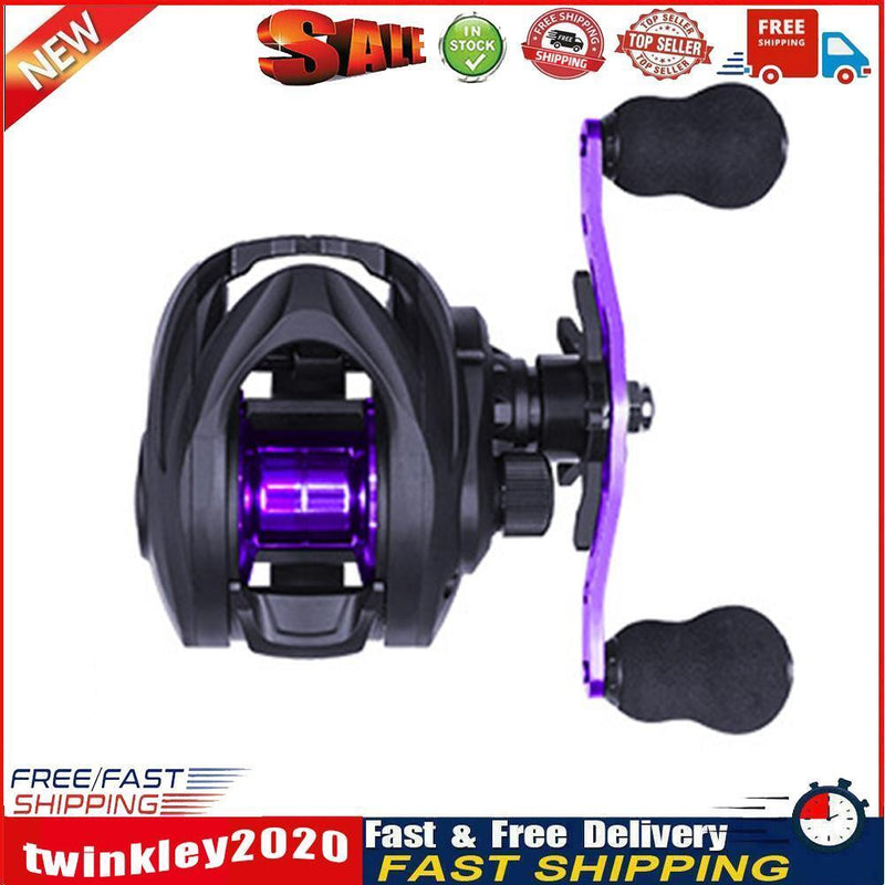 Metal Spool Baitcasting Reel 8kg Drag 6.3/1 Saltwater Wheel (Purple Right) Newly