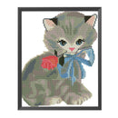 22x26cm Cat Rose 14CT Counted Embroidery Animals Canvas Needlework Sets DIY Gift