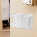 Phone Charge Organizer Wall Mounted Punch Free Remote Control Rack (White)