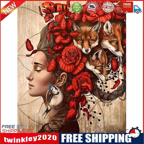 Fox Girl Oil Paint By Numbers Kits DIY Handpainted on Canvas Wall Pictures