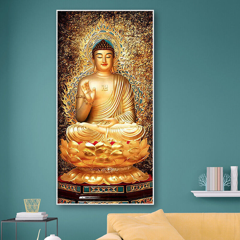 Rhinestone Diamond Painting 5D Full Round Drill DIY Buddha Picture Poster D