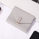 Retro Leather Solid Color Trifold Short Wallet Women Purse (Light Grey)