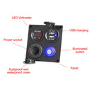 4 in 1 Switch Panel Voltmeter USB RV Car Waterproof Switch (Red Light) Newly