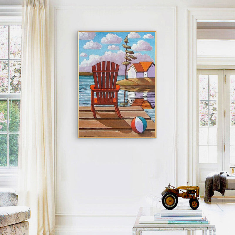 Lake Chair Hut Oil Paint By Numbers Kits DIY Handpainted on Canvas Wall Art