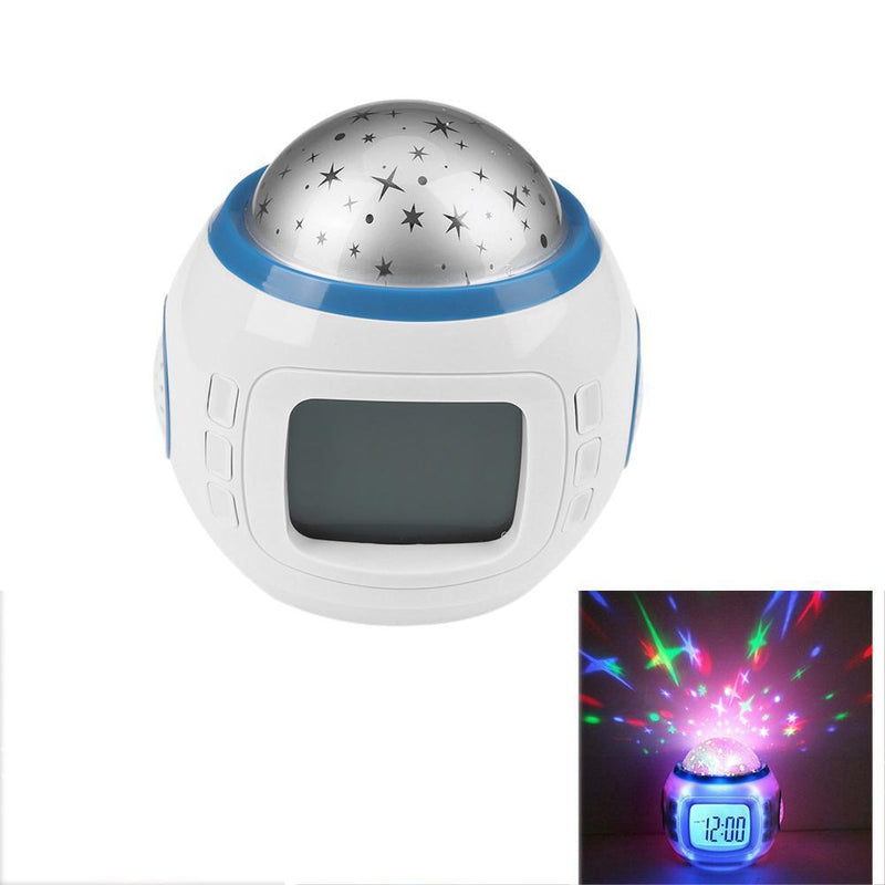 Music Starry Star Snooze Alarm Clock Kids Room Calendar Light Projector
