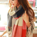 Women Scarf Fringed Plaid Long Tartan Shawls and Wraps Gift for Women Girl