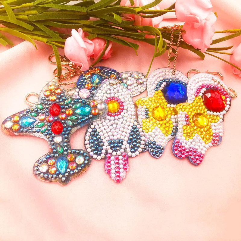 5pcs DIY Planet Full Drill Special Shaped Diamond Painting Keychains Gifts Newly