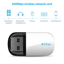 650Mbps USB 2.0 WiFi Dongle 2.4GHz+5.8GHz Wireless Bluetooth-compatible 4.2