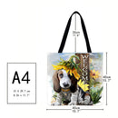 Dog and sunflower Printed Shoulder Shopping Bag Casual Large Tote Handbag