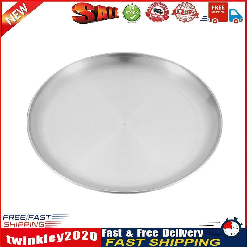 Camping Plate Stainless Steel Tableware Food Container Picnic Dish (20cm) Newly